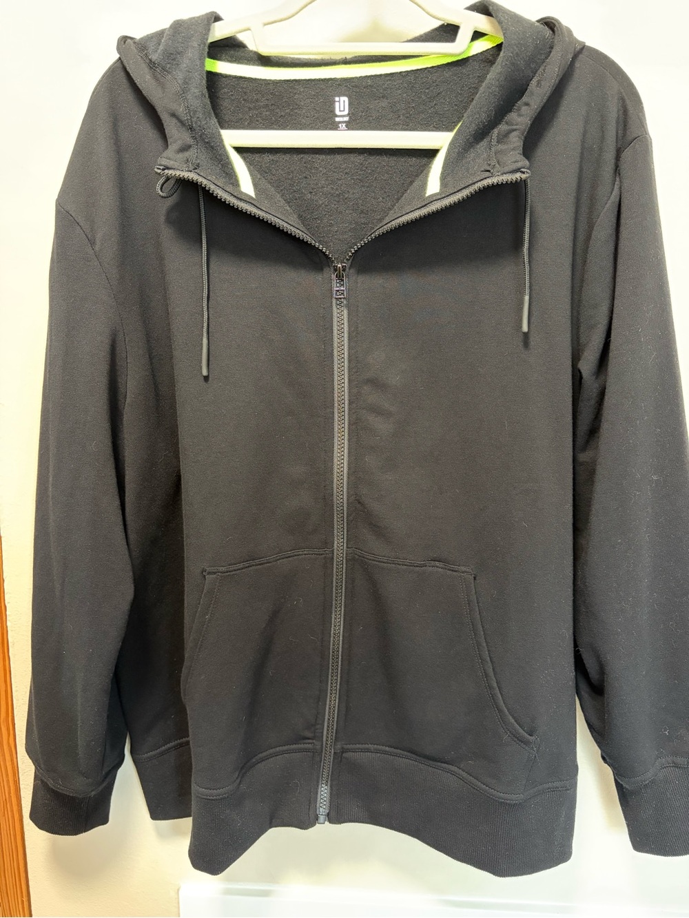 Ideology Women’s Black Zip-Up Hoodie with Neon Trim.